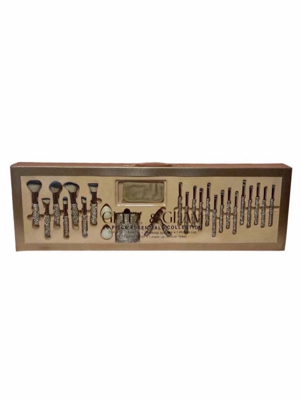 Glitter Handle 24-Piece Women's Makeup Brush Set - Gold